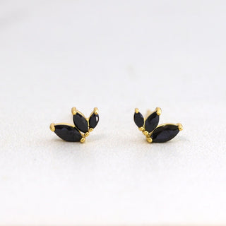 Black Diamond Studs By Crown Minimalist