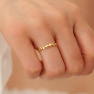 Leaf Design Engagement Ring By Crown Minimalist