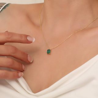 Emerald Stone Necklace By Crown Minimalist