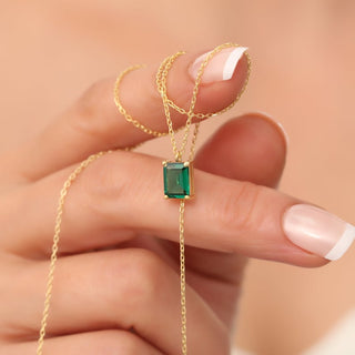 Emerald Stone Necklace By Crown Minimalist