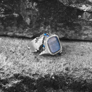 925 Sterling Silver Men's Labradorite Gemstone Ring