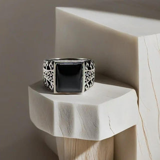 925 Sterling Silver Black Onyx Men's Ring